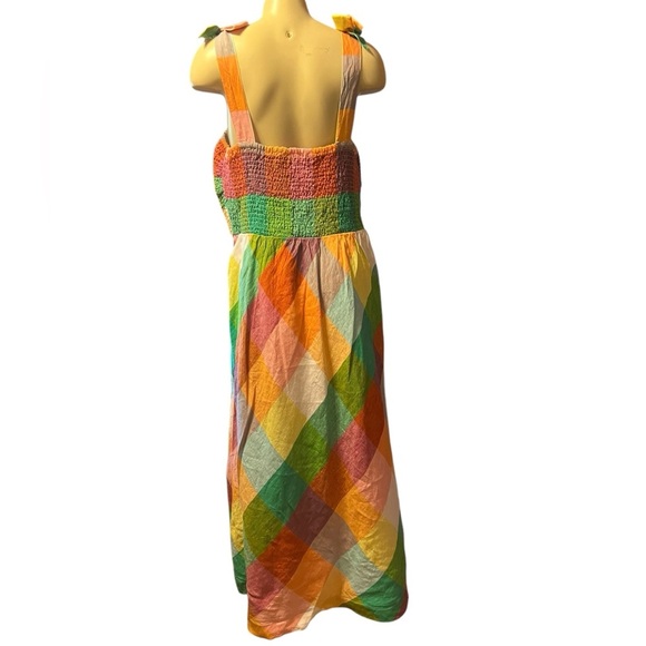 Orange and Yellow Sleeveless Sundress with Square Neck - Picture 5 of 12